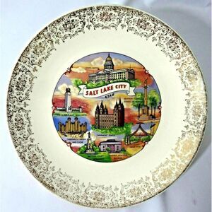 Salt Lake City Utah Souvenir Plate Vintage 1970's Travel Memorabilia Tray Gift